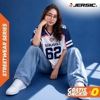 JERSIC - Jersey Y2K Biru Putih Struggle Laziness +62 Oversize Streetwear Dry Fit Unisex