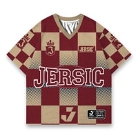 JERSIC - Jersey Retro Maroon Cream Checkerboard Crown Oversize Streetwear Dry Fit Unisex