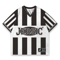 JERSIC - Jersey Retro Hitam Putih Striped Classic Oversize Streetwear Dry Fit Unisex