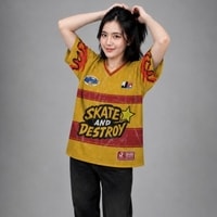JERSIC - Jersey Skater Kuning Skate & Destroy Tiger Flame Oversize Streetwear Dry Fit Unisex