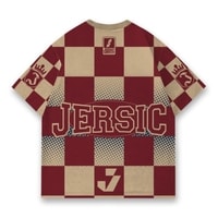 JERSIC - Jersey Retro Maroon Cream Checkerboard Crown Oversize Streetwear Dry Fit Unisex