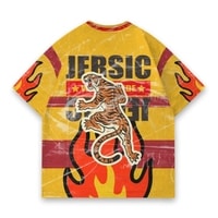 JERSIC - Jersey Skater Kuning Skate & Destroy Tiger Flame Oversize Streetwear Dry Fit Unisex