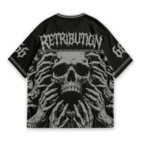 JERSIC - Jersey Ghotic Hitam Retribution Skull Hands Oversize Streetwear Dry Fit Unisex