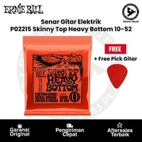 Senar Gitar Elektrik Ernie Ball P02215 Skinny Top Heavy Bottom Slinky Nickel Wound 10-52 + Free Pick Gitar