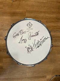 Snare Drum DIXON PDSCST654PTS Cornerstone Series 6.5"x14" Signed By Greg Bissonette & Sandy Pas Band Purple Titanium