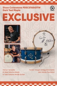 Snare Drum DIXON PDSCST654DTW Cornerstone Series 6.5"x14" Signed By Greg Bissonette & Sandy Pas Band Dark Teal