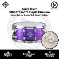 Snare Drum DIXON PDSCST654PTS Cornerstone Series 6.5"x14" Signed By Greg Bissonette & Sandy Pas Band Purple Titanium