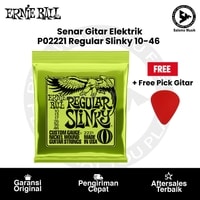 Senar Gitar Elektrik Ernie Ball P02221 Regular Slinky Nickel Wound 10-46 Original + Free Pick Gitar