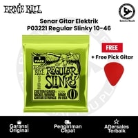 Senar Gitar Elektrik Ernie Ball P03221 Regular Slinky Nickel Wound 10-46 3 Pack + Free Pick Gitar