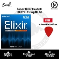 Senar Gitar Elektrik Elixir 12057 Nanoweb Light 7-String 10-56 + Free Pick Gitar