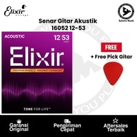 Senar Gitar Akustik Elixir 16052 Nanoweb Phosphor Bronze Light 12-53 + Free Pick Gitar