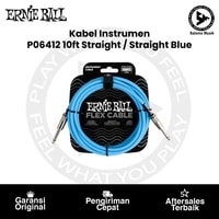 Kabel Instrumen Ernie Ball P06412 10ft Flex Straight to Straight Instrument Cable Blue