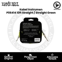 Kabel Instrumen Ernie Ball P06414 10ft Flex Straight to Straight Instrument Cable Green
