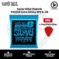 Senar Gitar Elektrik Ernie Ball P02238 Extra Slinky RPS Nickel Wound Electric Guitar Strings, 8-38 + Free Pick Gitar