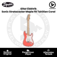 Gitar Elektrik Squier Sonic Stratocaster HSS Electric Guitar White Pickguard Maple FB Tahitian Coral