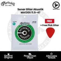 Senar Gitar Akustik Martin MA130S Marquis Silked Silk and Steel Authentic Acoustic Guitar Strings Silk and Steel 11.5-47 + Free Pick Gitar