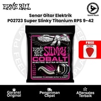 Senar Gitar Elektrik Ernie Ball P02723 Super Slinky Titanium RPS Coated Electric Guitar Strings 9-42 + Free Pick Gitar