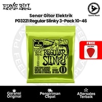 Senar Gitar Elektrik Ernie Ball P03221 Regular Slinky Nickel Wound 10-46 3 Pack + Free Pick Gitar