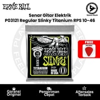 Senar Gitar Elektrik Ernie Ball P03121 Regular Slinky Titanium RPS Coated Electric Guitar Strings 10-46 + Free Pick Gitar