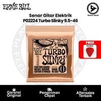 Senar Gitar Elektrik Ernie Ball P02224 Turbo Slinky Nickel Wound 9.5-46 Original + Free Pick Gitar