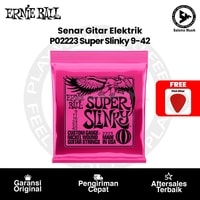 Senar Gitar Elektrik Ernie Ball P02223 Super Slinky Nickel Wound 9-42 Original + Free Pick Gitar