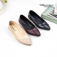 Walcoo Teozola flatshoes wanita dengan desain laser cut elegan, tersedia warna hitam, krem, dan maroon, ujung lancip, sol anti-slip, cocok untuk kerja dan acara formal
