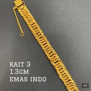 Gelang Rantai Tangan Lipan Kait Pasir Emas Indonesia Cop 916