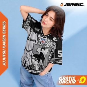 JERSIC - Jersey Anime Putih Jujutsu Kaisen Yuta Okotsu 51 Oversize Streetwear Dry Fit Unisex