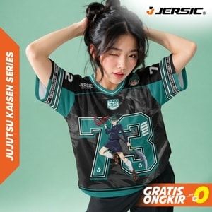 JERSIC - Jersey Anime Hijau Tosca Jujutsu Kaisen Maki Zenin 73 Oversize Streetwear Dry Fit Unisex