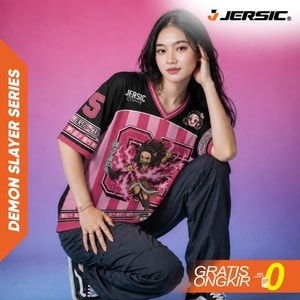 JERSIC - Jersey Anime Pink Demon Slayer Nezuko 65 Oversize Streetwear Dry Fit Unisex