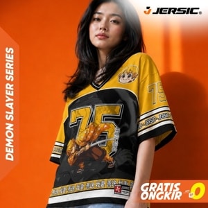 JERSIC - Jersey Anime Kuning Demon Slayer Zenitsu 75 Oversize Streetwear Dry Fit Unisex