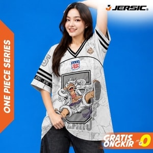 JERSIC - Jersey Anime Putih One Piece Luffy Gear Five 5 Oversize Streetwear Dry Fit Unisex
