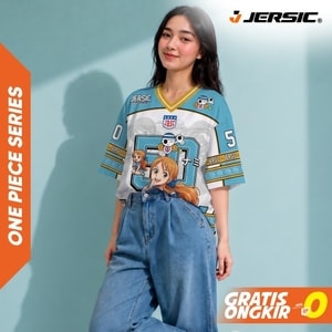 JERSIC - Jersey Anime Biru One Piece Nami 50 Oversize Streetwear Dry Fit Unisex