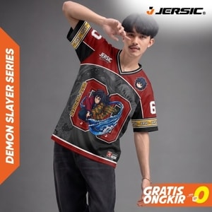 JERSIC - Jersey Anime Maroon Demon Slayer Tomioka 60 Oversize Streetwear Dry Fit Unisex