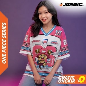 JERSIC - Jersey Anime Merah Muda One Piece Chopper 86 Oversize Streetwear Dry Fit Unisex