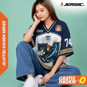 JERSIC - Jersey Anime Navy Jujutsu Kaisen Nobara 74 Oversize Streetwear Dry Fit Unisex