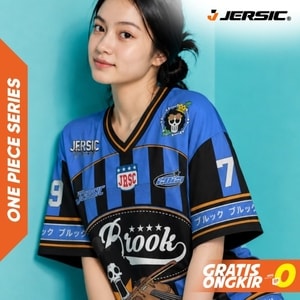 JERSIC - Jersey Anime Biru One Piece Brook 79 Oversize Streetwear Dry Fit Unisex
