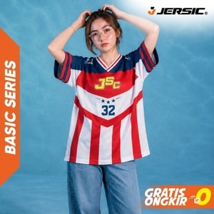 JERSIC - Jersey Basic Navy Merah Number Series 32 Oversize Streetwear Dry Fit Unisex