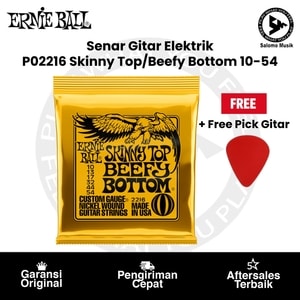 Senar Gitar Elektrik Ernie Ball P02216 Skinny Top/Beefy Bottom Slinky Nickel Wound 10-54 + Free Pick Gitar