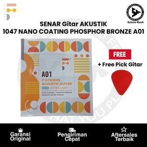 Senar Gitar Akustik F-Strings A01 Phosphor Bronze Winding Extra Light 10-47 Original + Free Pick Gitar