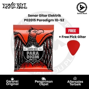 Senar Gitar Elektrik Ernie Ball P02015 Paradigm Skinny Top Heavy Bottom Slinky 10-52 Original + Free Pick Gitar