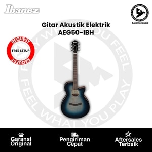 Gitar Akustik Elektrik Ibanez AEG50-IBH Indigo Blue Burst High Gloss Original + Free Request Set Up