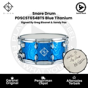 Snare Drum DIXON PDSCST654BTS Cornerstone Series 6.5"x14" Signed By Greg Bisonet & Sandy Pas Blue Titanium