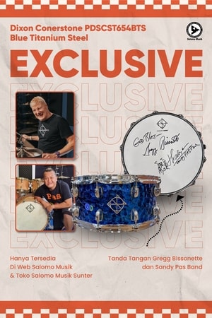 Snare Drum DIXON PDSCST654BTS Cornerstone Series 6.5"x14" Signed By Greg Bissonette & Sandy Pas Band Blue Titanium