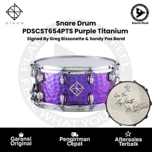 Snare Drum DIXON PDSCST654PTS Cornerstone Series 6.5"x14" Signed By Greg Bissonette & Sandy Pas Band Purple Titanium