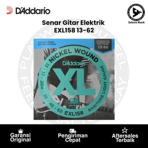 Senar Gitar Elektrik D'Addario EXL158 Nickel-Plated Steel Light Baritone 13-62 Original