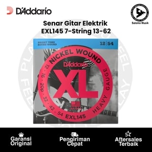 Senar Gitar Elektrik D'Addario EXL145 7-String Nickel-Plated Steel Heavy Plain 3rd 12-54 Original