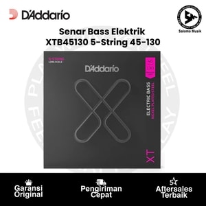 Senar Bass Elektrik D'Addario XTB45130 XT 5-String Nickel Plated Steel Long Scale Coated Regular Light 45-130 Original