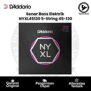 Senar Bass Elektrik D'Addario NYXL45130 NYXL 5-String Long Scale Regular Light 45-130 Original