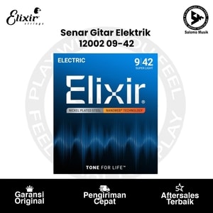 Senar Gitar Elektrik Elixir 12002 Nanoweb Super Light 09-42 Original